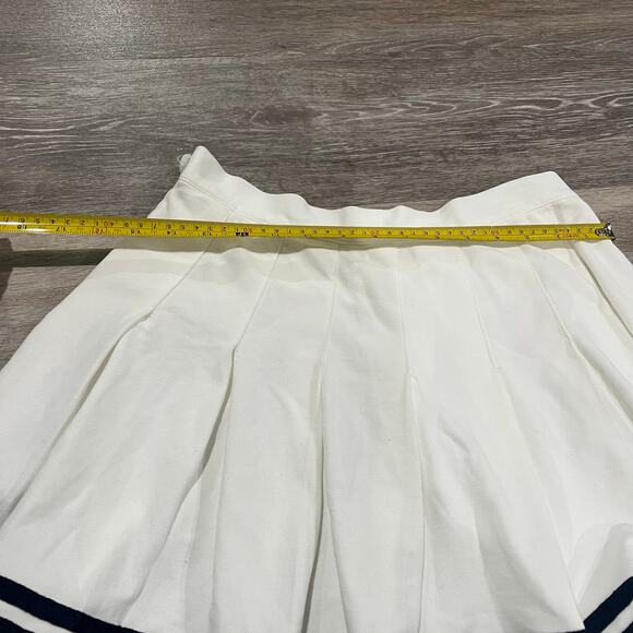 Elodie White Pleated Navy Blue Striped tennis  Skirt Size Medium - Picture 8 of 9